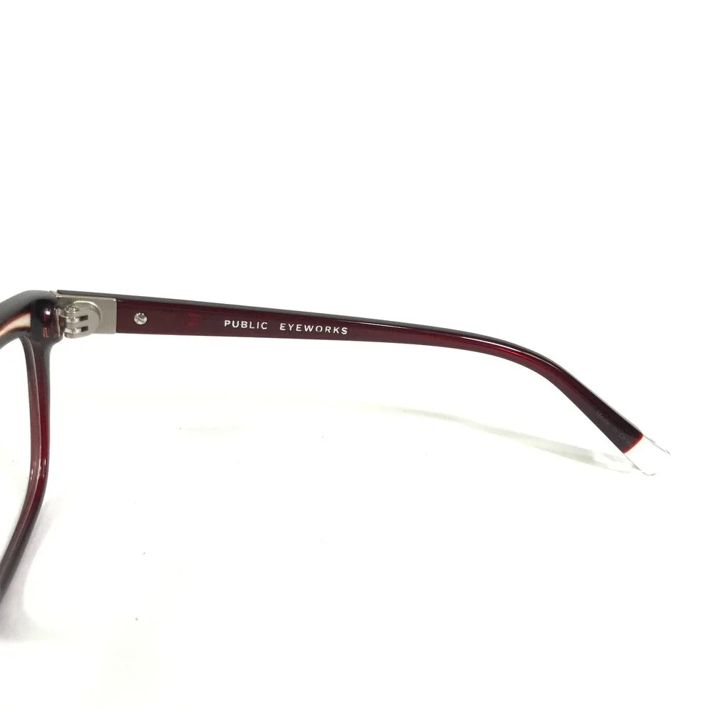 Public Eyeworks Eyeglasses Frames AUBURN-C03 Burgundy Red Cat Eye 53-15-140